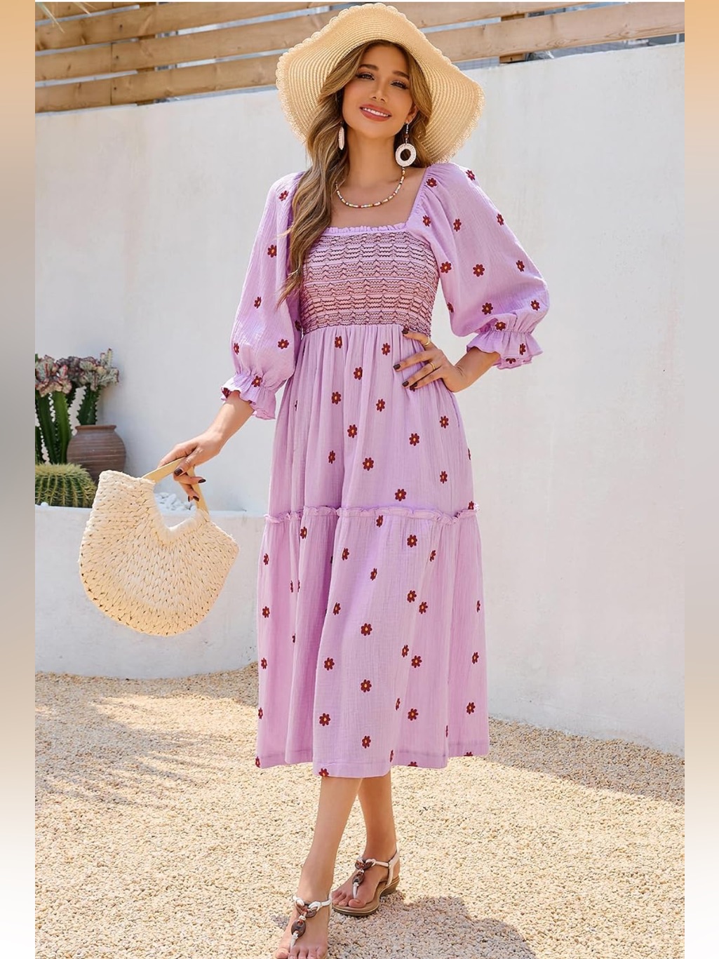 Lilac Embroidered Maxi Dress